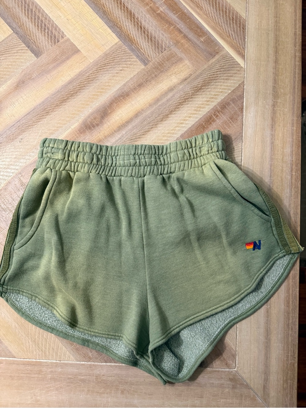 Aviator NationGreen Women's Fleece Shorts with Side Stripes